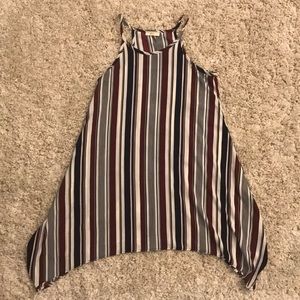 Striped Asymmetrical Midi Dress